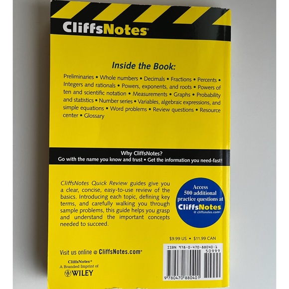 CliffNotes Basic Math & Pre-Algebra Study Guide NWT - Picture 2 of 7